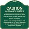 Signmission Designer Series-Caution Automatic Gates No Playing Gate Is Timed For One, 18" x 18", G-1818-9992 A-DES-G-1818-9992 - alternate 1